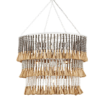 Люстра трехъярусная с декором из круглых деревянных бусин с кисточками Gray Brown Wooden Beads Chandelier варинант исполнения - 2 | Loft Concept в Ижевске