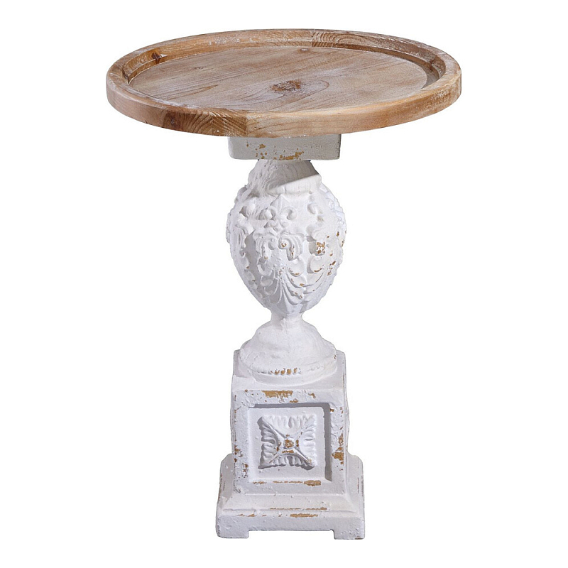 Приставной столик с резным античным узором Antique Engraving Белый Кремовый в Ижевске | Loft Concept 