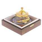 Икорница с декором "Осетр" с гравировкой на подставке из натурального камня Агат Decorative Cavair Dishes варинант исполнения - 4 | Loft Concept в Ижевске