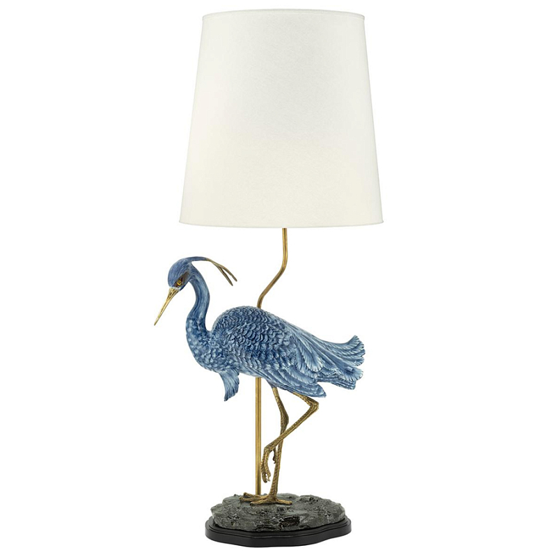 Настольная лампа ABHIKA LAMPTABLE HERON Голубой Золотой в Ижевске | Loft Concept 