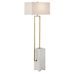 Торшер с прямоугольным абажуром на белом мраморном основании Asymmetry on Marble варинант исполнения - 4 | Loft Concept в Ижевске