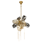 Люстра подвесная со стеклянными плафонами из дымчатого и золотистого с шестью вертикальными подвесками Gilded Mirage  варинант исполнения - 5 | Loft Concept в Ижевске