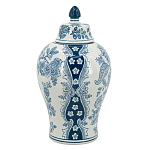 Ваза с крышкой и голубым цветочным рисунком на белом фоне Blue & White Ornament варинант исполнения - 2 | Loft Concept в Ижевске
