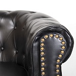 Диван кожаный двухместный на 4-х деревянных ножках из массива березы Logan Leather Seating black варинант исполнения - 5 | Loft Concept в Ижевске