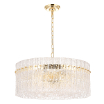 Люстра подвесная круглая с прозрачными рельефными стеклянными вставками и золотым основанием Textured Glass Chandelier варинант исполнения - 1 | Loft Concept в Ижевске