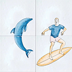 Плитка с узором Дельфин Серфингист варинант исполнения - 2 | Loft Concept в Ижевске