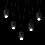 Подвесной светильник черными плафонами на длинных пересекающихся тросах Construction варинант исполнения - 4 | Loft Concept в Ижевске