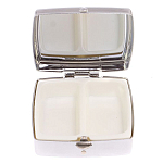 Таблетница карманная квадратная с 2-мя отделениями с зеркалом и накладкой из натуральных камней Малахит Хризоколла Silver Stone Pillboxes варинант исполнения - 3 | Loft Concept в Ижевске