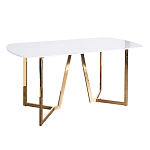 Стол обеденный белый с золотыми глянцевыми ножками Laconic White Table варинант исполнения - 1 | Loft Concept в Ижевске