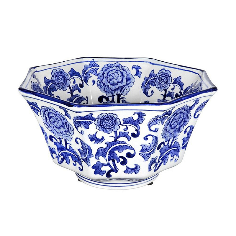 Чаша белая с синим цветочным узором Chino Dishes Синий Белый в Ижевске | Loft Concept 