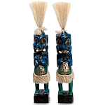 Комплект из 2-х деревянных статуэток Asmat Straw Headdress Statuettes Blue Tattoo варинант исполнения - 1 | Loft Concept в Ижевске