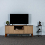 ТВ-тумба бежевая из массива бука с 2-мя дверками и ящиком Wenge Light варинант исполнения - 5 | Loft Concept в Ижевске