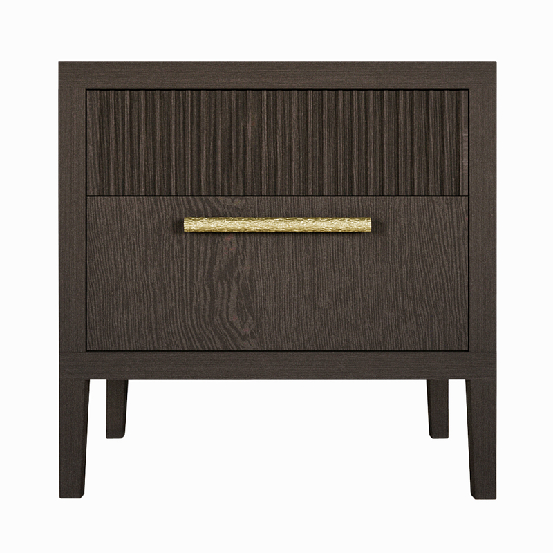 Прикроватная Тумбочка Primo с двумя ящиками Темный орех Орех Золотой в Ижевске | Loft Concept 