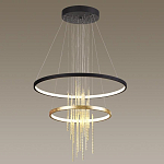 Люстра подвесная с 2-мя круглыми подвесами в черном и золотистом цвете и вертикальными подвесками Ring Horizontal варинант исполнения - 4 | Loft Concept в Ижевске