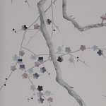Обои ручная роспись Plum Blossom Special Colourway on Lilac Hint dyed silk варинант исполнения - 2 | Loft Concept в Ижевске