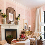 Обои ручная роспись Jharokha Arches Original colourway on pink painted Xuan paper варинант исполнения - 3 | Loft Concept в Ижевске