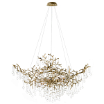 Подвесная люстра в виде ветвей деревьев золотого цвета с прозрачными подвесками-каплями 10 и 14 ламп Droplet Chandelier варинант исполнения - 1 | Loft Concept в Ижевске