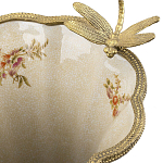 Ваза голубого цвета из фарфора с цветочным рисунком и бронзовой стрекозой Blue Garden варинант исполнения - 1 | Loft Concept в Ижевске