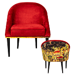 Кресло из натурального бука красное с цветным принтом Impressionism in Art варинант исполнения - 2 | Loft Concept в Ижевске