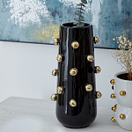 Ваза черная цилиндрическая с глянцевым покрытием и золотыми декоративными элементами Molecule Collection варинант исполнения - 3 | Loft Concept в Ижевске