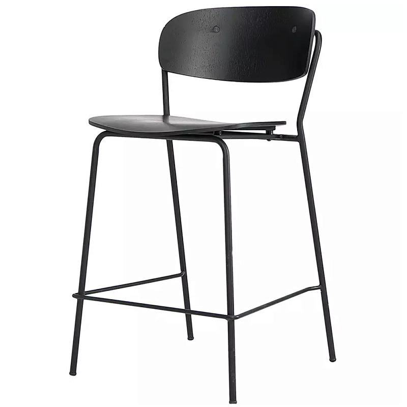 Стул полубарный на железных ножках Chair Space Arrangement без подлокотников Орех Черный Стул полубарный на железных ножках Chair Space Arrangement без подлокотников Орех Черный в Ижевске | Loft Concept