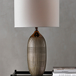 Настольная лампа керамическая с тканевым цилиндрическим абажуром Bullet варинант исполнения - 3 | Loft Concept в Ижевске