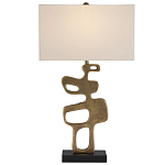 Настольная лампа с фигурным каркасом и прямоугольным тканевым абажуром Brutalist Profile варинант исполнения - 3 | Loft Concept в Ижевске