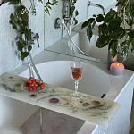 Поднос для ванны из эпоксидной смолы с цветами белая Epoxy Resin Flowers Bath Tray White варинант исполнения - 2 | Loft Concept в Ижевске