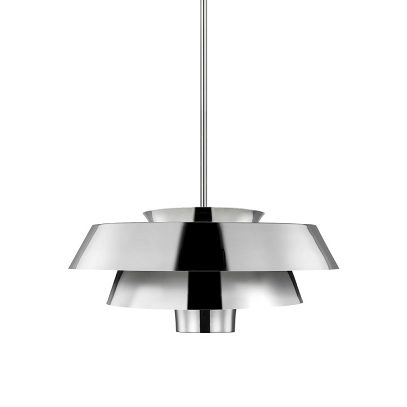 Подвесной светильник с широким многоярусным металлическим плафоном цвета никель в современном стиле Feiss Никель в Ижевске | Loft Concept 