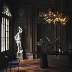 Люстра подвесная с 18-ю стеклянными плафонами с вертикальными подвесками Gilded Mirage  варинант исполнения - 9 | Loft Concept в Ижевске