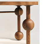 Обеденный стол деревянный с круглыми декоративными элементами на ножках Koko варинант исполнения - 1 | Loft Concept в Ижевске