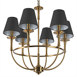 Люстра на металлическом основании бронзового цвета с 6-ю черными конусовидными абажурами Dignity варинант исполнения - 8 | Loft Concept в Ижевске