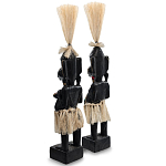 Комплект из 2-х деревянных статуэток Asmat Straw Headdress Statuettes Multicolor варинант исполнения - 4 | Loft Concept в Ижевске