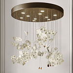 Люстра каскадная с белыми цветами и птицами Takeoff варинант исполнения - 2 | Loft Concept в Ижевске