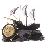 Часы настольные в виде парусника из натурального камня Обсидиан Sailboat Stone Clock варинант исполнения - 4 | Loft Concept в Ижевске