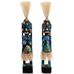 Комплект из 2-х деревянных статуэток Asmat Straw Headdress Statuettes Blue Tattoo варинант исполнения - 4 | Loft Concept в Ижевске
