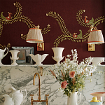 Обои с вышивкой ручной работы Fyodor Original colourway on Merlot linen варинант исполнения - 4 | Loft Concept в Ижевске