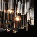 Люстра круглая из матового черного металла с подвесками из прозрачных стеклянных трубок Noir Tubes варинант исполнения - 6 | Loft Concept в Ижевске