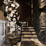 Люстра каскадная из белых цветов каллы и птичек Refined Taste of Light варинант исполнения - 3 | Loft Concept в Ижевске