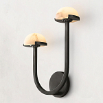 Бра с 2-мя мраморными плафонами на черном корпусе Light Warm Light варинант исполнения - 1 | Loft Concept в Ижевске