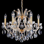 Люстра подвесная с 6-ю лампочками и прозрачными хрустальными подвесками на основании золотого цвета Crystal lamps варинант исполнения - 2 | Loft Concept в Ижевске