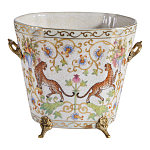 Кашпо с растительным и животным орнаментом на бронзовых ножках Turquoise Blooming Garden варинант исполнения - 1 | Loft Concept в Ижевске