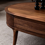 Кофейный стол овальный из дерева с 2-мя ящиками Coffee Walnut Table варинант исполнения - 5 | Loft Concept в Ижевске