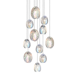 Люстра каскадная с 11-ю круглыми плафонами из рельефного стекла Disc Light варинант исполнения - 1 | Loft Concept в Ижевске