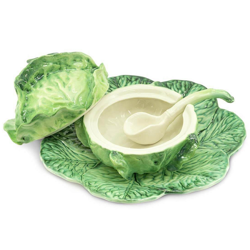 Супница SOUP BOWL CABBAGE W/PLATE  D20 Зеленый в Ижевске | Loft Concept 