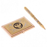 Набор из ручки шариковой металлической и карманной визитницы с гравировкой Герба России Metal Pens варинант исполнения - 1 | Loft Concept в Ижевске