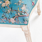 Стул из массива бука бирюзовый с изображением птиц и цветов Turquoise Beige Chinoiserie Peach Garden Chair варинант исполнения - 5 | Loft Concept в Ижевске