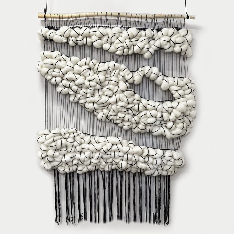 Гобелен из шерсти Облака черные нити Черный в Ижевске | Loft Concept 