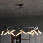 Люстра круглая с трубчатыми лампочками Vanguard Circle варинант исполнения - 3 | Loft Concept в Ижевске