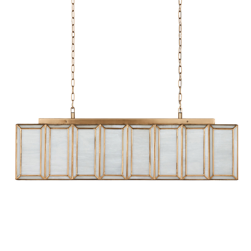 Люстра прямоугольная с каркасом золотого цвета Soft Glow Lamps Золотой Молочный в Ижевске | Loft Concept 